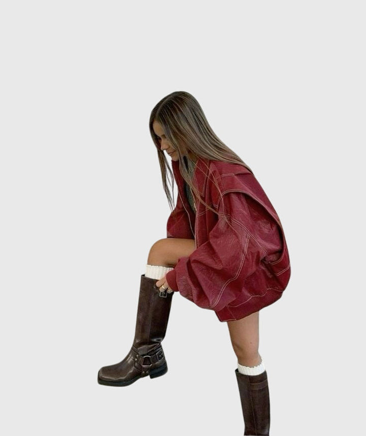 Faye™ - Ylisuuri Nahkatakki