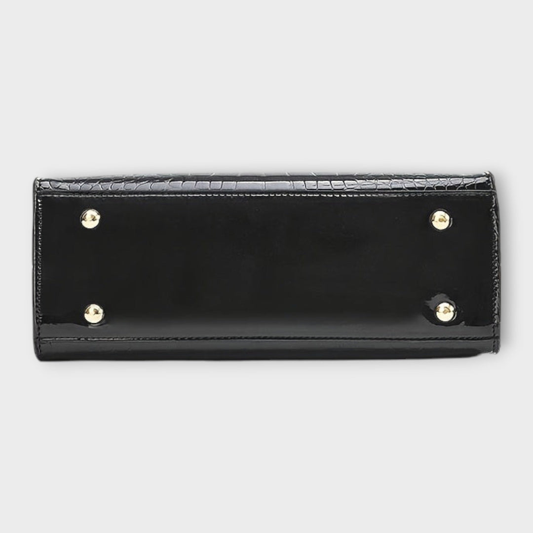 Olivia - Kiiltävä krokotiilikuosilla varustettu käsilaukku