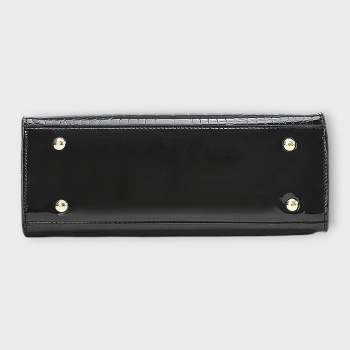 Olivia - Kiiltävä krokotiilikuosilla varustettu käsilaukku